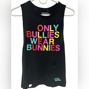PETA2 Only Bullies Wear Bunnies distressed multicolor tank top